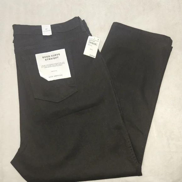 Good American Good Curve Straight Black Denim: 20 Plus 28" Inseam - Picture 13 of 13